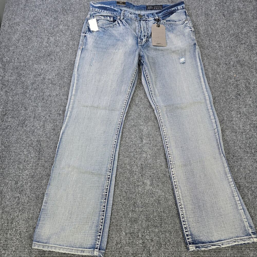 Axel Jeans Mens 36x34 Blue Relaxed Straight Treadwell Light Wash NWT